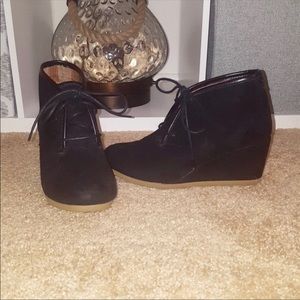 Black Suede Wedge Booties